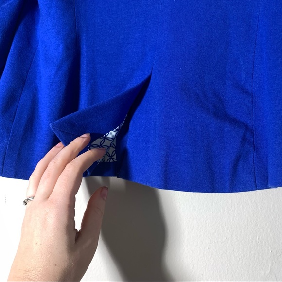 The limited cobalt blue one button cotton polyester blazer geometric circle sz S - Picture 11 of 12